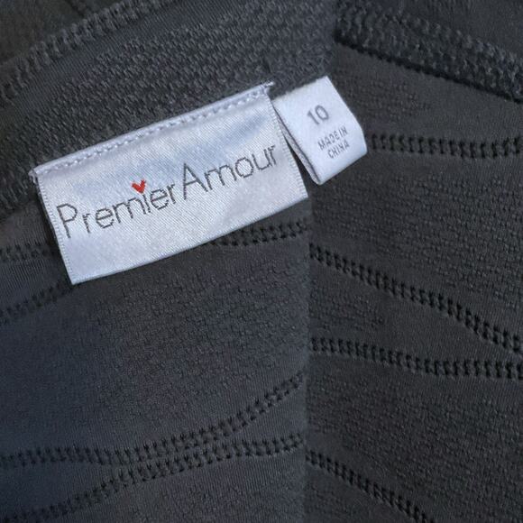 Premier Amour Little Black Dress SZ 10 Off the Shoulder Diamond Pattern Bodycon - Picture 2 of 10